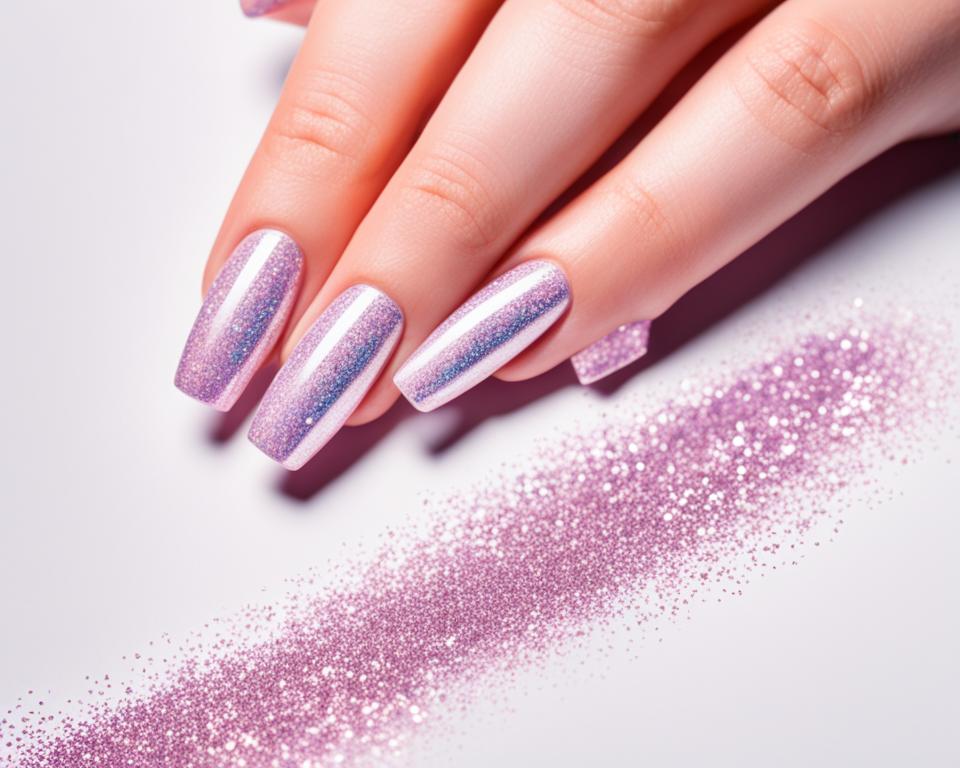 Paznokcie pudrowy róż z brokatem – idealny manicure! 1 paznokcie pudrowy róż z brokatem