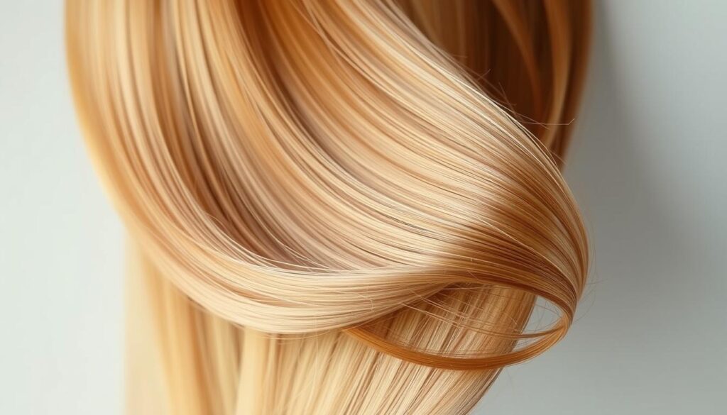 A vibrant, natural-looking hair color swatch showcasing a warm, golden-blonde hue with subtle hints of brown and copper undertones. The swatch is displayed against a soft, out-of-focus background, creating a sense of depth and focus on the color itself. The lighting is diffused and flattering, accentuating the dimensional qualities of the hair color. The composition is balanced, with the swatch occupying the central focal point. The overall mood is sophisticated and elegantly styled, reflecting the high-quality nature of the hair color product. A vibrant, natural-looking hair color swatch showcasing a warm, golden-blonde hue with subtle hints of brown and copper undertones. The swatch is displayed against a soft, out-of-focus background, creating a sense of depth and focus on the color itself. The lighting is diffused and flattering, accentuating the dimensional qualities of the hair color. The composition is balanced, with the swatch occupying the central focal point. The overall mood is sophisticated and elegantly styled, reflecting the high-quality nature of the hair color product.