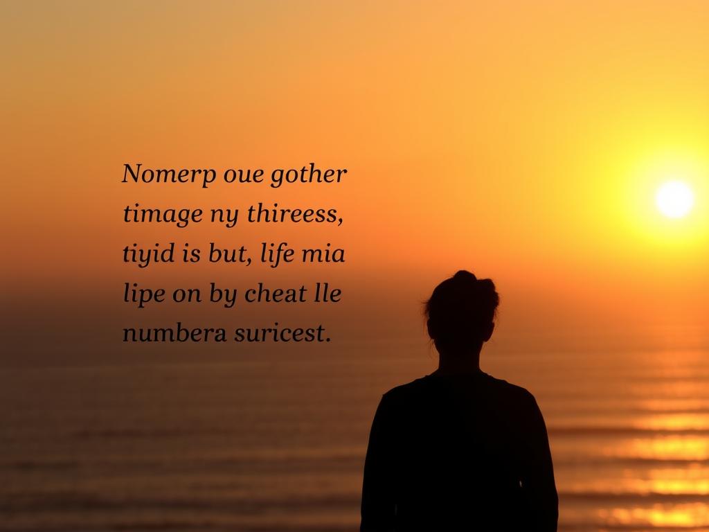Inspirujący cytat na tle zachodu słońca nad morzem Inspirujący cytat na tle zachodu słońca nad morzem
