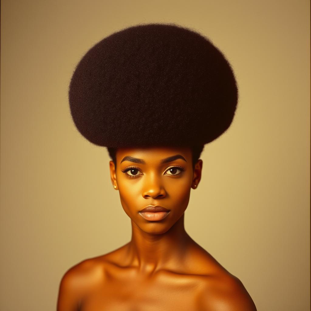Osoba z fryzurą afro charakterystyczną dla lat 70 Osoba z fryzurą afro charakterystyczną dla lat 70