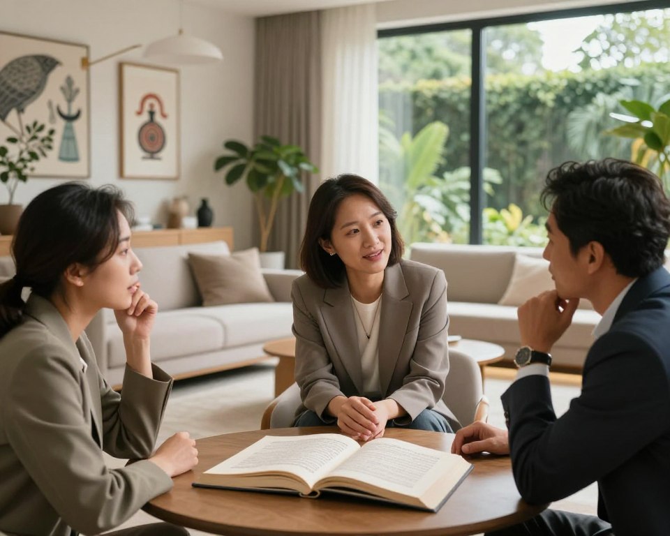 A contemporary interpretation of folklore beliefs about hiccups, showcasing a serene, modern living room filled with soft, warm lighting. In the foreground, a diverse group of three adults in professional attire, engaged in a lighthearted discussion, an open book on the table illustrating various cultural beliefs about hiccups. The middle ground features stylish decor, including plants and artworks that reflect cultural symbols associated with the topic. In the background, a large window lets in natural light, offering a tranquil view of a lush garden that represents harmony with nature. The atmosphere is inviting and thoughtful, capturing the essence of modern approaches to ancient superstitions. A contemporary interpretation of folklore beliefs about hiccups, showcasing a serene, modern living room filled with soft, warm lighting. In the foreground, a diverse group of three adults in professional attire, engaged in a lighthearted discussion, an open book on the table illustrating various cultural beliefs about hiccups. The middle ground features stylish decor, including plants and artworks that reflect cultural symbols associated with the topic. In the background, a large window lets in natural light, offering a tranquil view of a lush garden that represents harmony with nature. The atmosphere is inviting and thoughtful, capturing the essence of modern approaches to ancient superstitions.